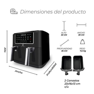 FREIDORA DE AIRE KITCHEN-IT DUAL EDITION 9 LITROS - 2