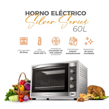 HORNO ELÉCTRICO KITCHEN-IT SILVER SERIES 60L DOBLE VIDRIO - 7