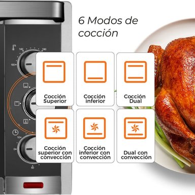 HORNO ELÉCTRICO KITCHEN-IT SILVER SERIES 60L DOBLE VIDRIO - 8