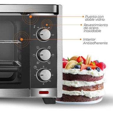 HORNO ELÉCTRICO KITCHEN-IT SILVER SERIES 60L DOBLE VIDRIO - 10