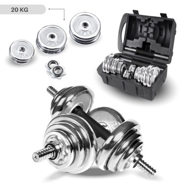 SET DE MANCUERNAS CROMADAS 20KG - 2