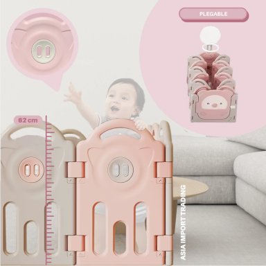 CORRAL KIDSTAR BEBÉ MODELO 14+2 PANELES ROSADO - 4