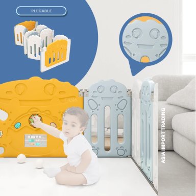 CORRAL KIDSTAR BEBÉ MODELO 10+2 PANELES AZUL - 4