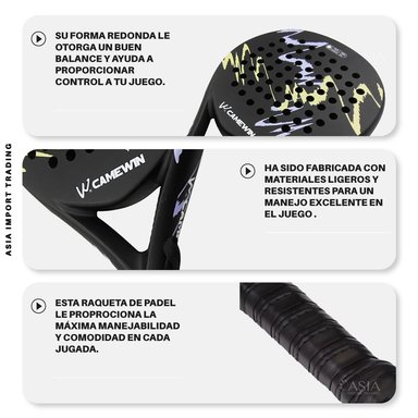 PALA PADEL PWRFITNESS EVA 4018 NEGRA CON LILA - 3