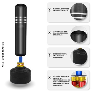 SACO DE BOXEO DE PIE CON BASE ESTABLE Y SISTEMA DE RESORTE 360° - 3