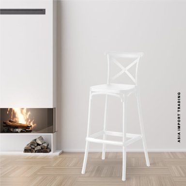 SILLA BAR HOME&DESIGN BLANCA CON RESPALDO CRUZADO - 2