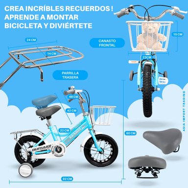 BICICLETA SIBOG ARO 12 INFANTIL CELESTE - 4