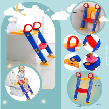 ADAPTADOR BAÑO KIDSTAR AZUL CON ESCALERA PARA NIÑOS - 2