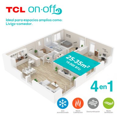AIRE ACONDICIONADO FRIO-CALOR SPLIT TCL 18000 BTU 4EN1 - 7