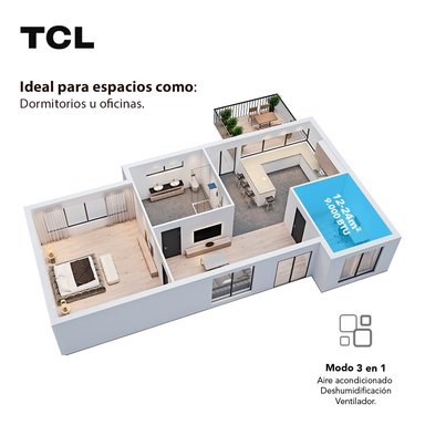 AIRE ACONDICIONADO PORTÁTIL FRÍO TCL 9000 BTU 3 EN 1 - 8