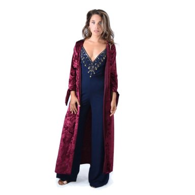 TAPADO KIMONO LARGO VERONA CHERRY JASPEADO TERCIOPELO MARIA PASKARO - 1