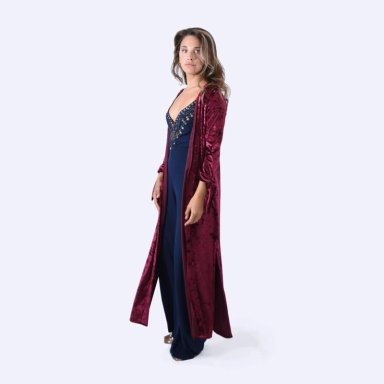 TAPADO KIMONO LARGO VERONA CHERRY JASPEADO TERCIOPELO MARIA PASKARO - 3