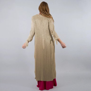 TAPADO KIMONO LARGO VERONA DORADO CLARO PLISADO METALIZADO MARIA PASKARO - 3