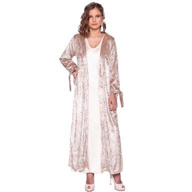 TAPADO KIMONO LARGO REGULAR FIT MUJER MARIA PASKARO DORADO VERONA JASPEADO TERCIOPELO - 1