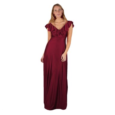 VESTIDO LARGO MARKEN BURDEO LYCRA VUELO GRANDE MARIA PASKARO - 1