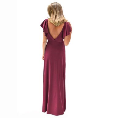 VESTIDO LARGO MARKEN BURDEO LYCRA VUELO GRANDE MARIA PASKARO - 3