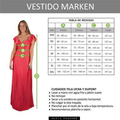 VESTIDO LARGO MARKEN BURDEO LYCRA VUELO GRANDE MARIA PASKARO - 4