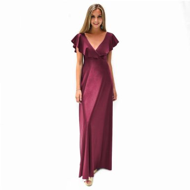 VESTIDO LARGO MARKEN BURDEO LYCRA VUELO GRANDE MARIA PASKARO - 6