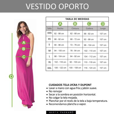 VESTIDO LARGO MARIA PASKARO FUCSIA OPORTO LYCRA HALTER AMARRA - 5