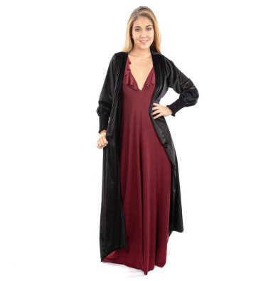 TAPADO KIMONO SANTINI NEGRO TERCIOPELO MARIA PASKARO - 1