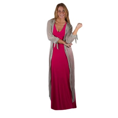 TAPADO KIMONO LARGO VERONA PLATEADO PLISADO TRANSPARENTE METALIZADO MARIA PASKARO - 1