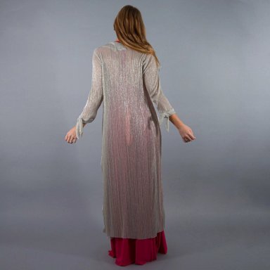 TAPADO KIMONO LARGO VERONA PLATEADO PLISADO TRANSPARENTE METALIZADO MARIA PASKARO - 3