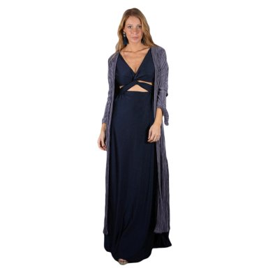 TAPADO KIMONO LARGO REGULAR FIT MUJER MARIA PASKARO GRIS VERONA PLISADO - 1