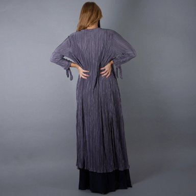 TAPADO KIMONO LARGO REGULAR FIT MUJER MARIA PASKARO GRIS VERONA PLISADO - 3