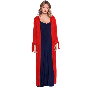 TAPADO KIMONO LARGO REGULAR FIT MUJER MARIA PASKARO ROJO VERONA PLISADO - 1