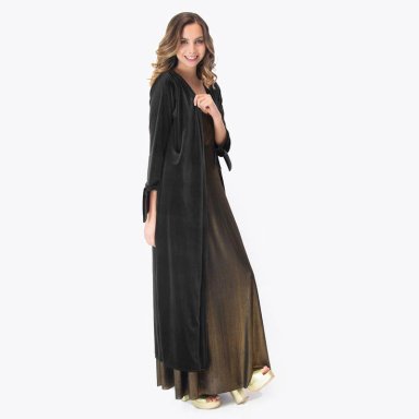 TAPADO KIMONO LARGO VERONA NEGRO TERCIOPELO MARIA PASKARO - 2