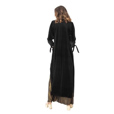 TAPADO KIMONO LARGO VERONA NEGRO TERCIOPELO MARIA PASKARO - 3