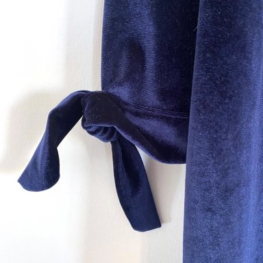 TAPADO KIMONO CORTO RECTO MUJER MARIA PASKARO AZUL DUBLIN TERCIOPELO - 2