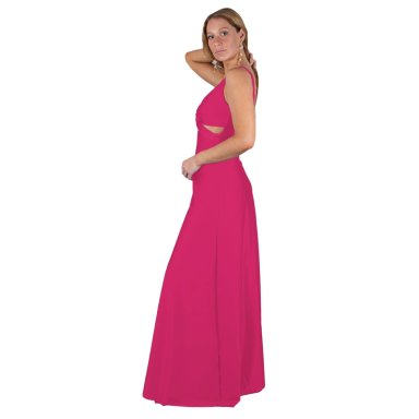 VESTIDO LARGO MUJER MARIA PASKARO FUCSIA ALGARVE LYCRA DUPONT - 2