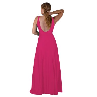 VESTIDO LARGO MUJER MARIA PASKARO FUCSIA ALGARVE LYCRA DUPONT - 3
