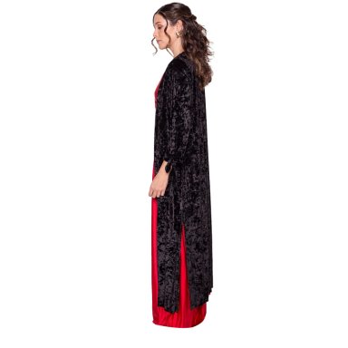 TAPADO KIMONO LARGO REGULAR FIT MUJER MARIA PASKARO NEGRO VERONA JASPEADO TERCIOPELO - 2