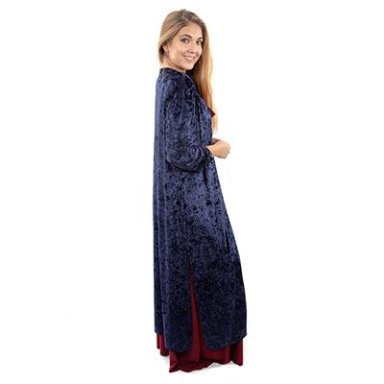 TAPADO KIMONO LARGO MUJER MARIA PASKARO AZUL KIMONO VERONA TERCIOPELO - 4