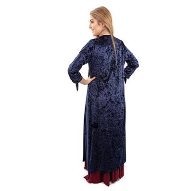 TAPADO KIMONO LARGO MUJER MARIA PASKARO AZUL KIMONO VERONA TERCIOPELO - 5