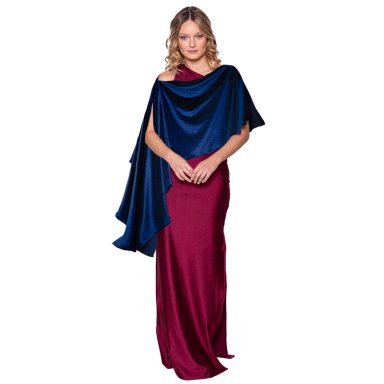 TAPADO CAPA MULTIFORMA MUJER MARIA PASKARO AZUL CATANIA TERCIOPELO - 2