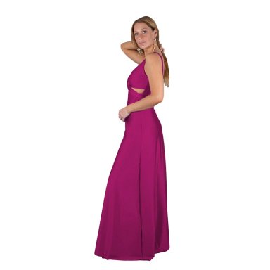 VESTIDO LARGO ALGARVE MAGENTA LYCRA MARIA PASKARO - 2