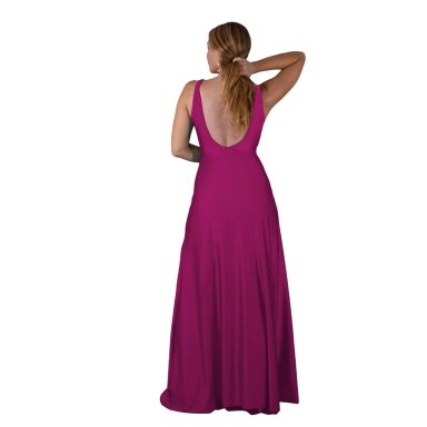 VESTIDO LARGO ALGARVE MAGENTA LYCRA MARIA PASKARO - 3