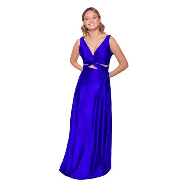 VESTIDO LARGO MUJER MARIA PASKARO AZULINO ALGARVE LYCRA DUPONT - 1