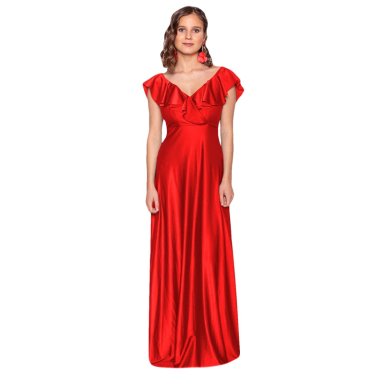 VESTIDO LARGO MUJER MARIA PASKARO ROJO MARKEN LYCRA DUPONT - 1