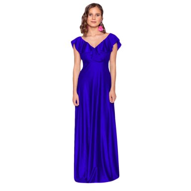 VESTIDO LARGO MUJER MARIA PASKARO AZULINO MARKEN LYCRA DUPONT - 1