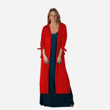 TAPADO KIMONO LARGO VERONA ROJO TERCIOPELO MARIA PASKARO - 1