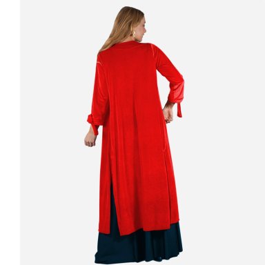 TAPADO KIMONO LARGO VERONA ROJO TERCIOPELO MARIA PASKARO - 3