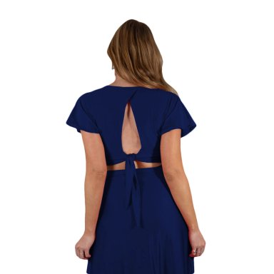 CONJUNTO ROMA AZUL MARINO LYCRA FALDA LAZO MARIA PASKARO - 2