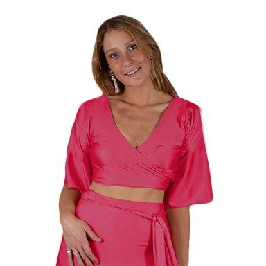 CONJUNTO MAXI REGULAR FIT MUJER MARIA PASKARO FUCSIA MONACO LYCRA FALDA LAZO - 6