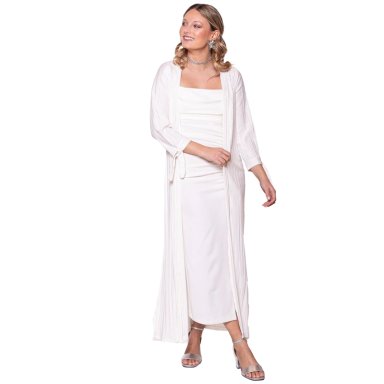 TAPADO KIMONO LARGO REGULAR FIT MUJER MARIA PASKARO BLANCO VERONA PLISADO - 1