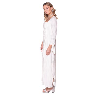 TAPADO KIMONO LARGO REGULAR FIT MUJER MARIA PASKARO BLANCO VERONA PLISADO - 3
