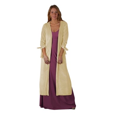 TAPADO KIMONO LARGO VERONA BEIGE TERCIOPELO MARIA PASKARO - 1
